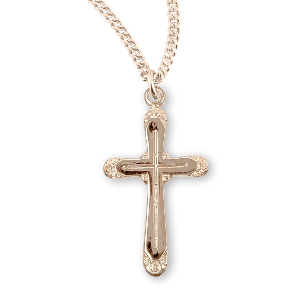 Gold Over Sterling Silver Rounded Edge Cross – CatholicShop.com