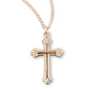 3 4 Inch Gold Over Sterling Silver Cross With 18 Inch Chain 1