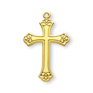 1 1/8-inch Gold Over Sterling Silver Cross with 18-inch Chain - SALE