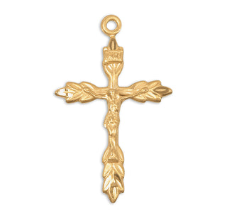 1-1/8 Gold Over Sterling Silver Crucifix with 18-inch Chain