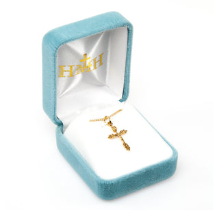 3/4-inch Gold Over Sterling Silver Wheat Crucifix with 18-inch Chain