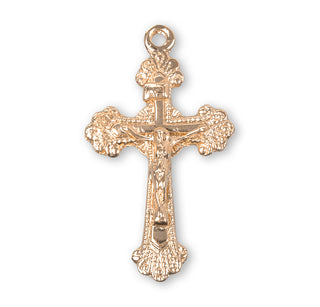 1 1/8-inch Gold Over Sterling Silver Crucifix with 18-inch Chain