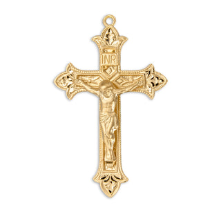 Gold Over Sterling Silver Fluer de Lis Tip Crucifix