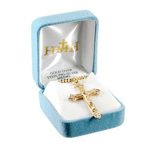 Gold Over Sterling Silver Fluer de Lis Tip Crucifix