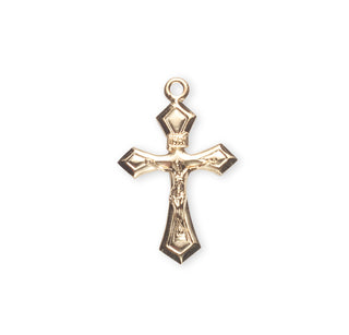 1-inch Gold Over Sterling Silver Crucifix with 18-inch Chain