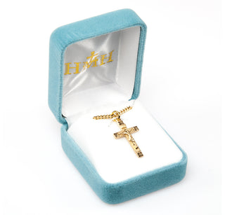 1-inch Gold Over Sterling Silver Crucifix with 18-inch Chain