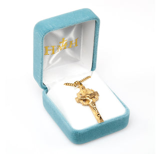 1 3/8-inch Gold Over Sterling Silver Crucifix with 24-inch Chain