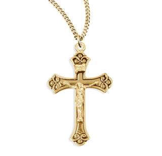 Swirled Gold Over Sterling Silver Black Crucifix
