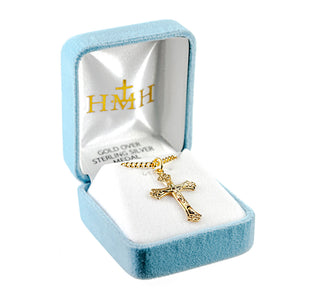 1 1/8-inch Gold Over Sterling Silver Crucifix with 18-inch Chain