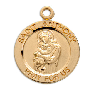 Gold over Sterling Silver Round Shaped St. Anthony Medal