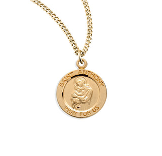 Gold Over Sterling Silver Round Shaped St Anthony Medal 1