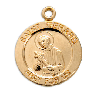 Gold over Sterling Silver Round Shaped St. Gerard Medal