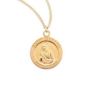 Gold Over Sterling Silver Round Shaped St Gerard Medal 1