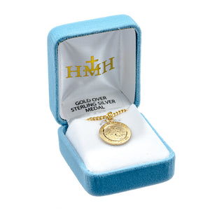 Gold Over Sterling Silver Round St. Michael Medal