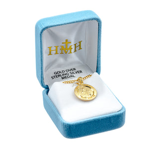 Gold over Sterling Silver Round Shaped St. Therese Medal