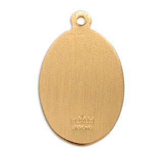 7/8-inch Oval Gold Over Sterling Silver St. Jude Medal with 20-inch Chain