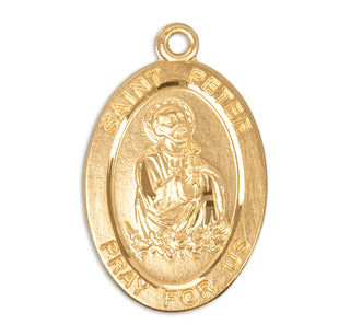 Patron Saint Peter Oval Gold Over Sterling Silver Medal