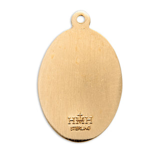 7/8-inch Oval Gold Over Sterling Silver St. Therese Medal with 18-inch Chain