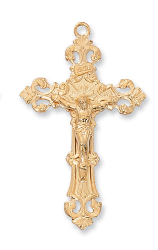 Gold-tone plated Pewter Crucifix Pendant