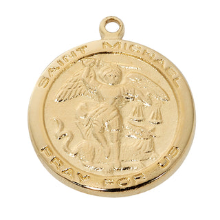 Gold Tone-plated Pewter Saint Michael Pendant