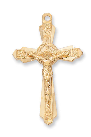 Gold-tone plated Pewter Crucifix Pendant