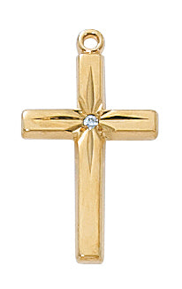 Gold-tone plated Pewter Cross Pendant