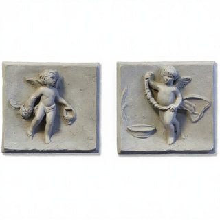 Cherubs of Spring, Set of Two Statue — Limestone finish