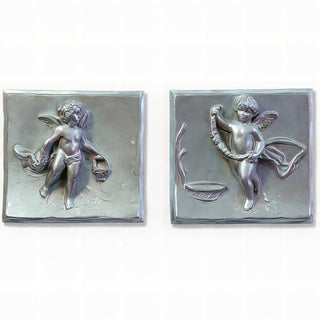 Cherubs of Spring, Set of Two Statue — Silver finish