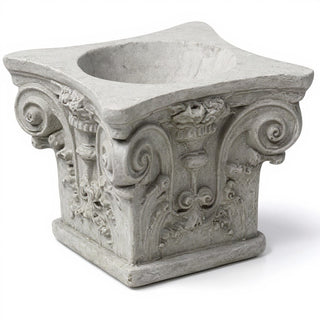 Corinthian Vessel Candleholder — Limestone finish
