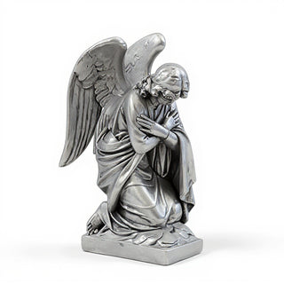 Adoration Angel with Arms Crossed Statue - 28-inch — Antique Silver finish