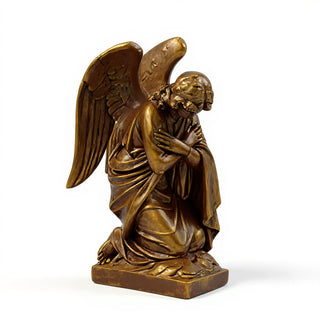 Adoration Angel with Arms Crossed Statue - 28-inch — Bronze finish