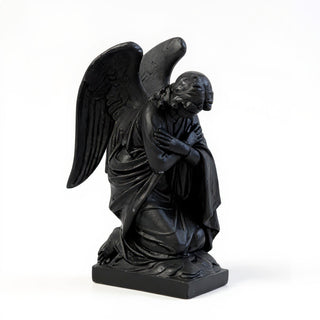 Adoration Angel with Arms Crossed Statue - 28-inch — Dusted Black finish