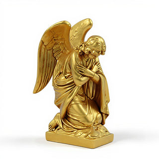 Adoration Angel with Arms Crossed Statue - 28-inch — Deep Gold finish