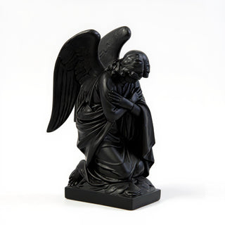 Adoration Angel with Arms Crossed Statue - 28-inch — Flat Black finish