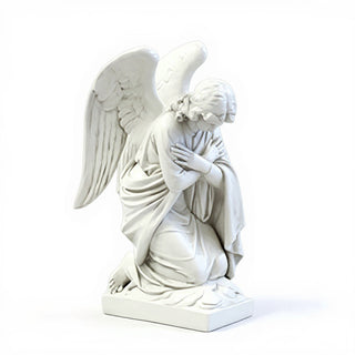 Adoration Angel with Arms Crossed Statue - 28-inch — Flat White finish