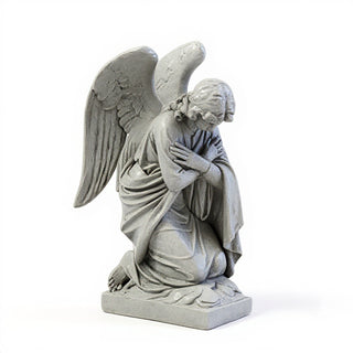 Adoration Angel with Arms Crossed Statue - 28-inch — Limestone finish