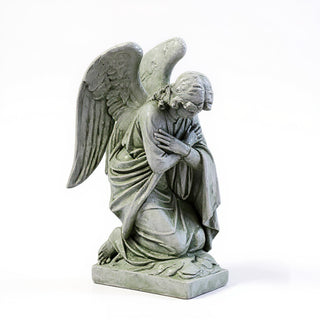 Adoration Angel with Arms Crossed Statue - 28-inch — Mossy Green finish