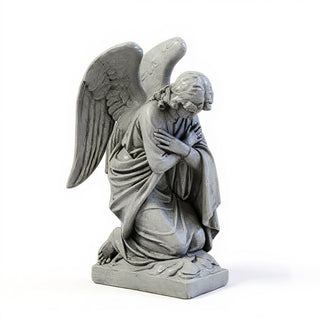 Adoration Angel with Arms Crossed Statue - 28-inch — Old Stone finish