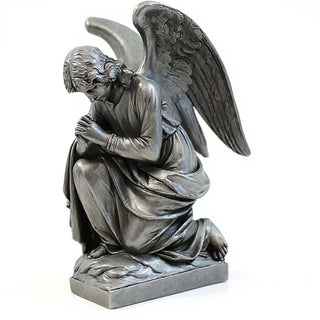 Adoration Angel, Praying Statue - 28-inch — Aged Silver finish