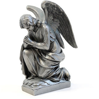 Adoration Angel, Praying Statue - 28-inch — Antique Silver finish