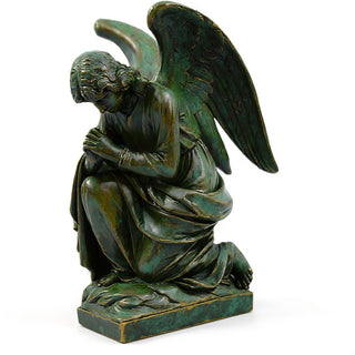 Adoration Angel, Praying Statue - 28-inch — Green Bronze finish