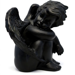 Sweet Dreams Cherub Statue - 10-inch — Flat Black finish
