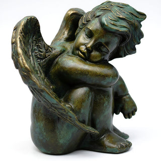 Sweet Dreams Cherub Statue - 10-inch — Green Bronze finish