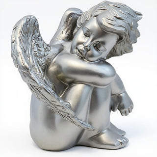 Sweet Dreams Cherub Statue - 10-inch — Silver finish