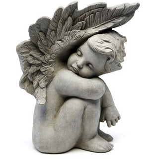 Slumbering Cherub Statue - 11-inch — Antique Stone finish