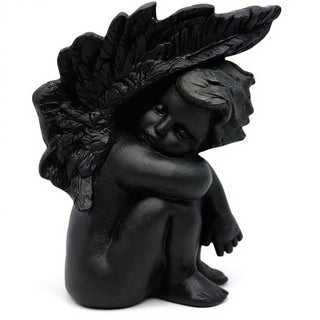 Slumbering Cherub Statue - 11-inch — Dusted Black finish