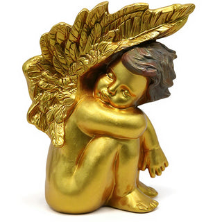Slumbering Cherub Statue - 11-inch — Deep Gold finish