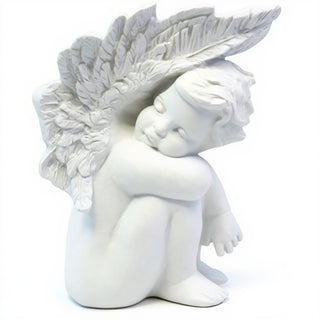 Slumbering Cherub Statue - 11-inch — Flat White finish