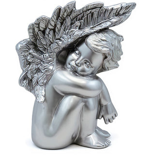 Slumbering Cherub Statue - 11-inch — Silver finish