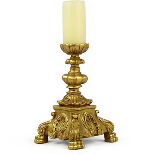 Baroque Candleholder, Short - 13-inch — Antique Gold finish